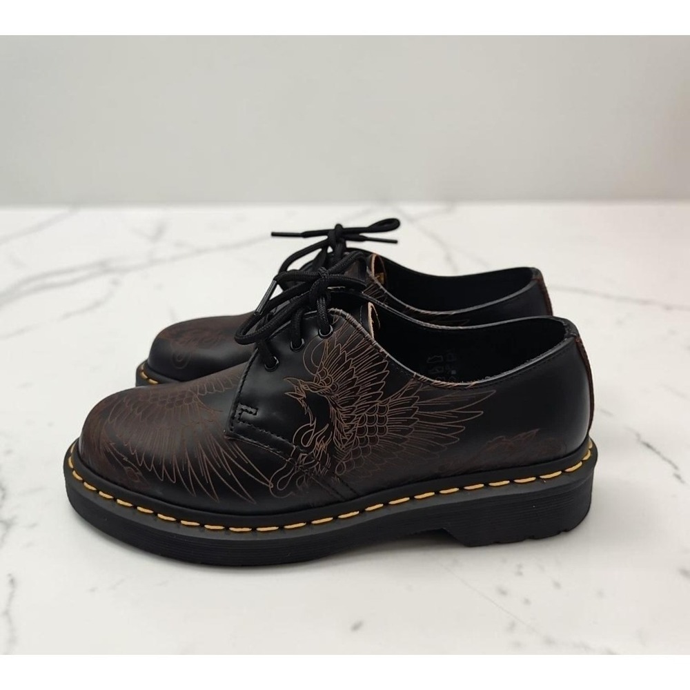 Dr Martens 1461 Phoenix Vintage Smooth Leather Shoes Black Men's 7 W8 New